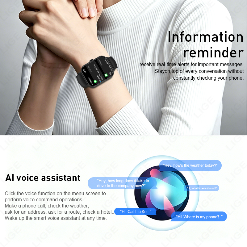 LIGE Voice Calling Smartwatch  - Smartwatch Watches Birthday Gift For Men 评论和价格