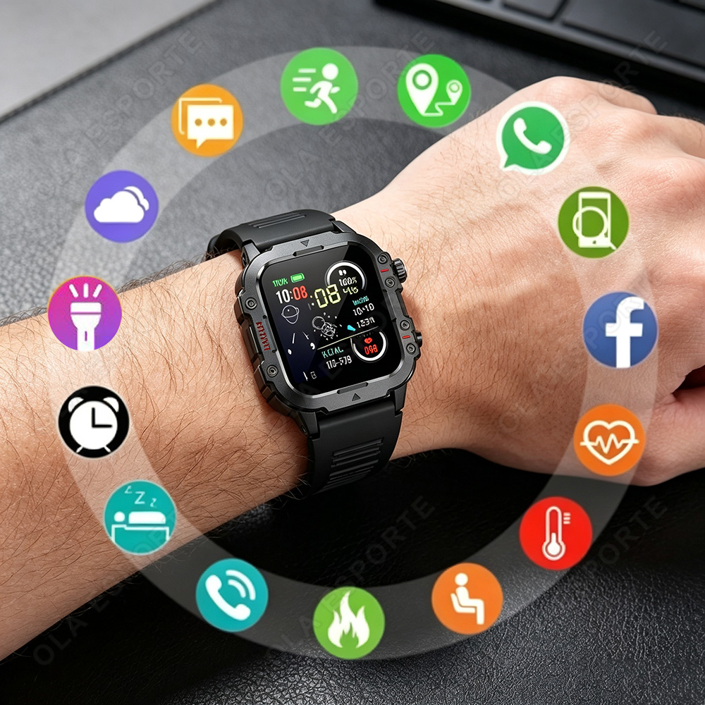 2026 Rugged Military Smart Wat - Smartwatch Rugged Watches For Men 评论和价格