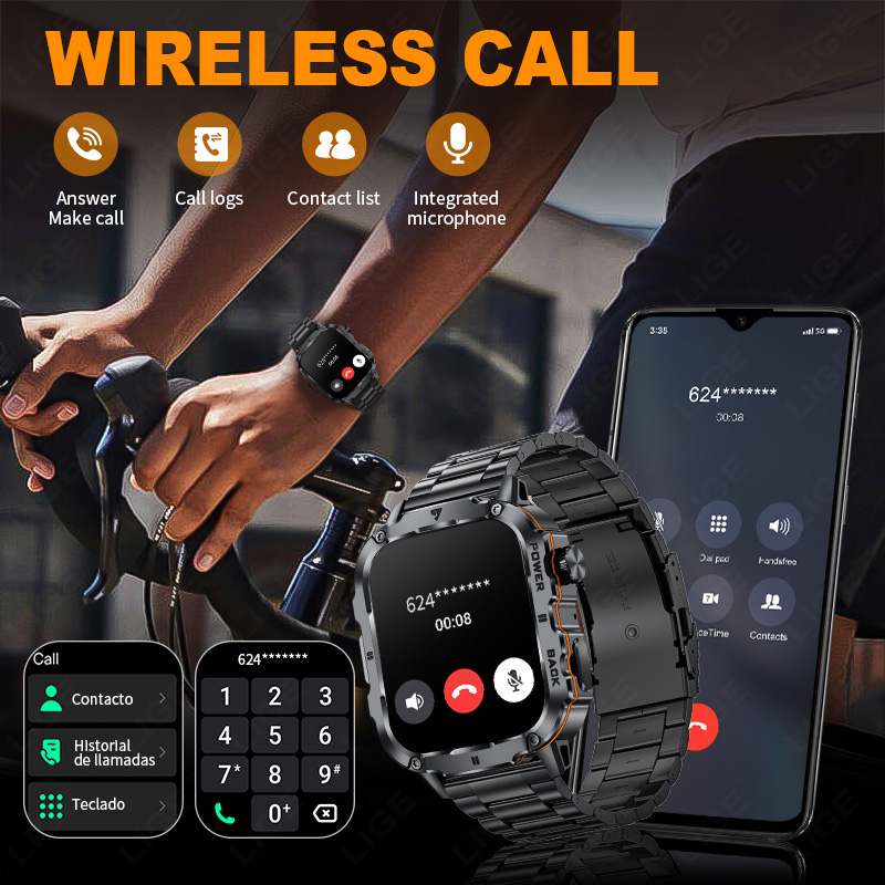 LIGE 2025 Rugged Military Smar - Smartwatch Rugged Watches For Men 评论和价格