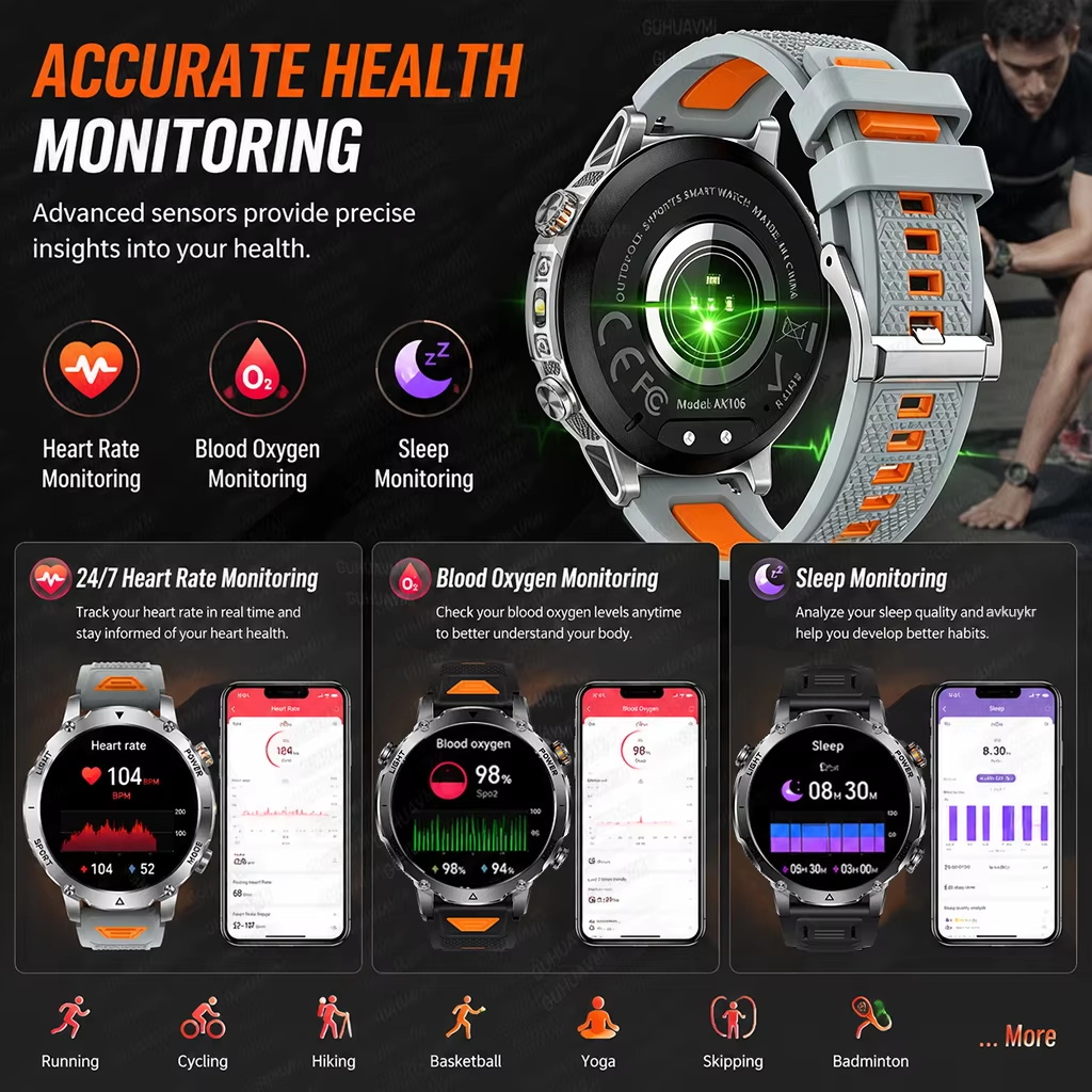 Outdoor Military 1400mAh 200-D - Smartwatch Rugged Watches For Men 评论和价格